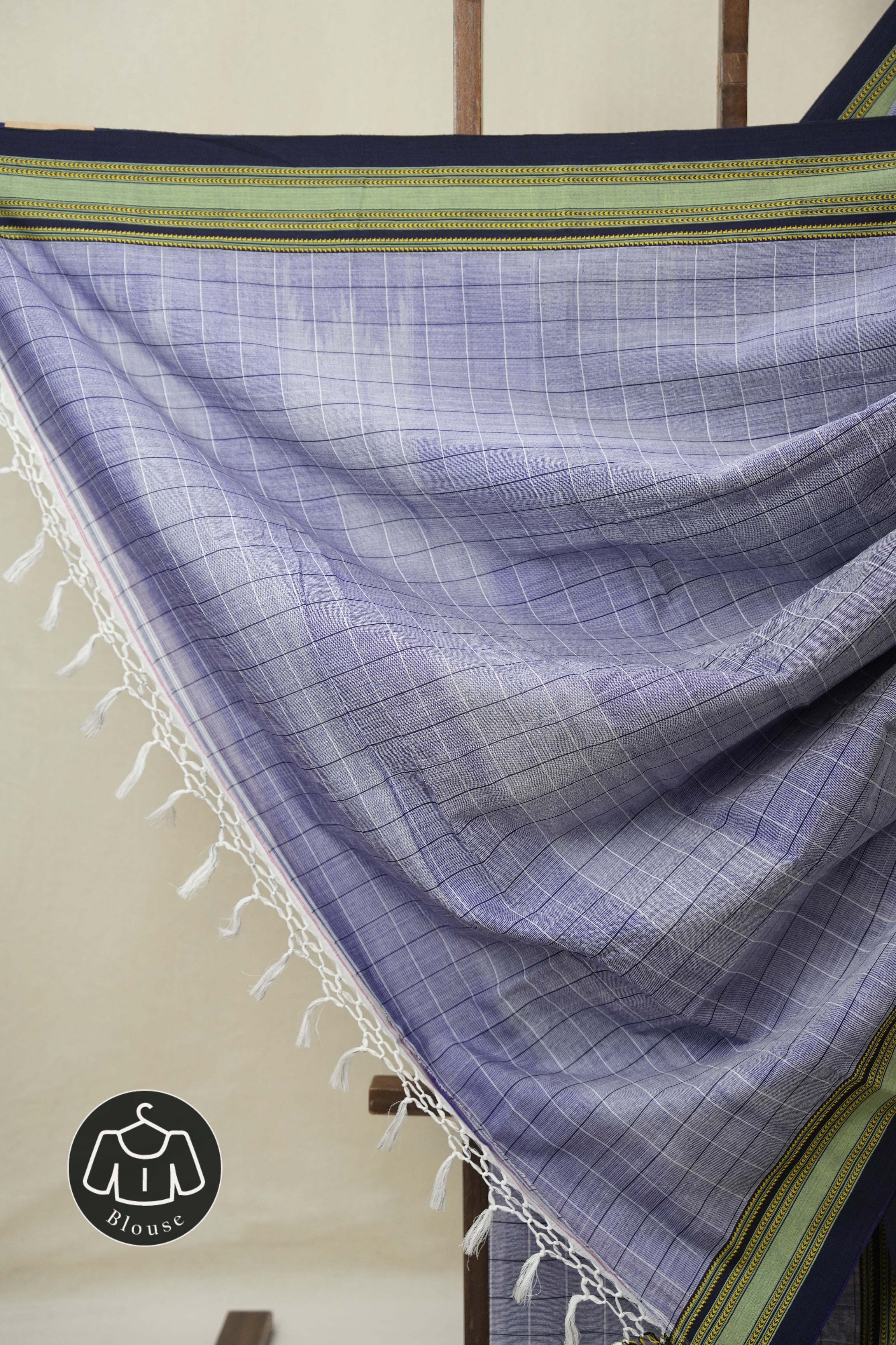 Greyish Blue Cotton Ilkal Saree - SRGBCIS927