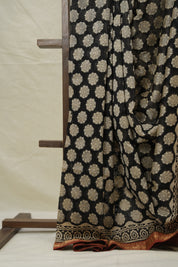 Black HBP Cotton Silk Saree With Maheshwari Border - SRBCSS1527
