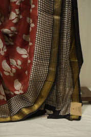 Red HBP Cotton Silk Saree With Maheshwari Border - SRRCSS1724
