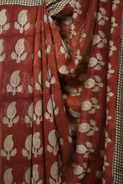 Red HBP Cotton Silk Saree With Maheshwari Border - SRRCSS1724