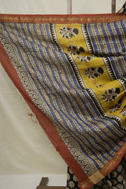 Black HBP Cotton Silk Saree With Maheshwari Border - SRBCSS1527