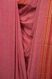 Red Small Checks Cotton Patteda Anchu Saree - SRRSCPAS353