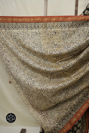 Black HBP Cotton Silk Saree With Maheshwari Border - SRBCSS1527