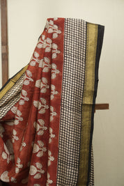 Red HBP Cotton Silk Saree With Maheshwari Border - SRRCSS1724