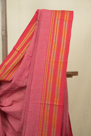 Red Small Checks Cotton Patteda Anchu Saree - SRRSCPAS353