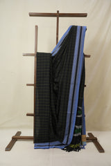 Black Cotton Ilkal Saree - SRBCIS925