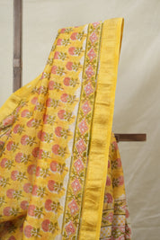 Yellow HBP Cotton Silk Saree With Maheshwari Border - SRYCSS1526