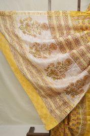 Yellow HBP Cotton Silk Saree With Maheshwari Border - SRYCSS1526