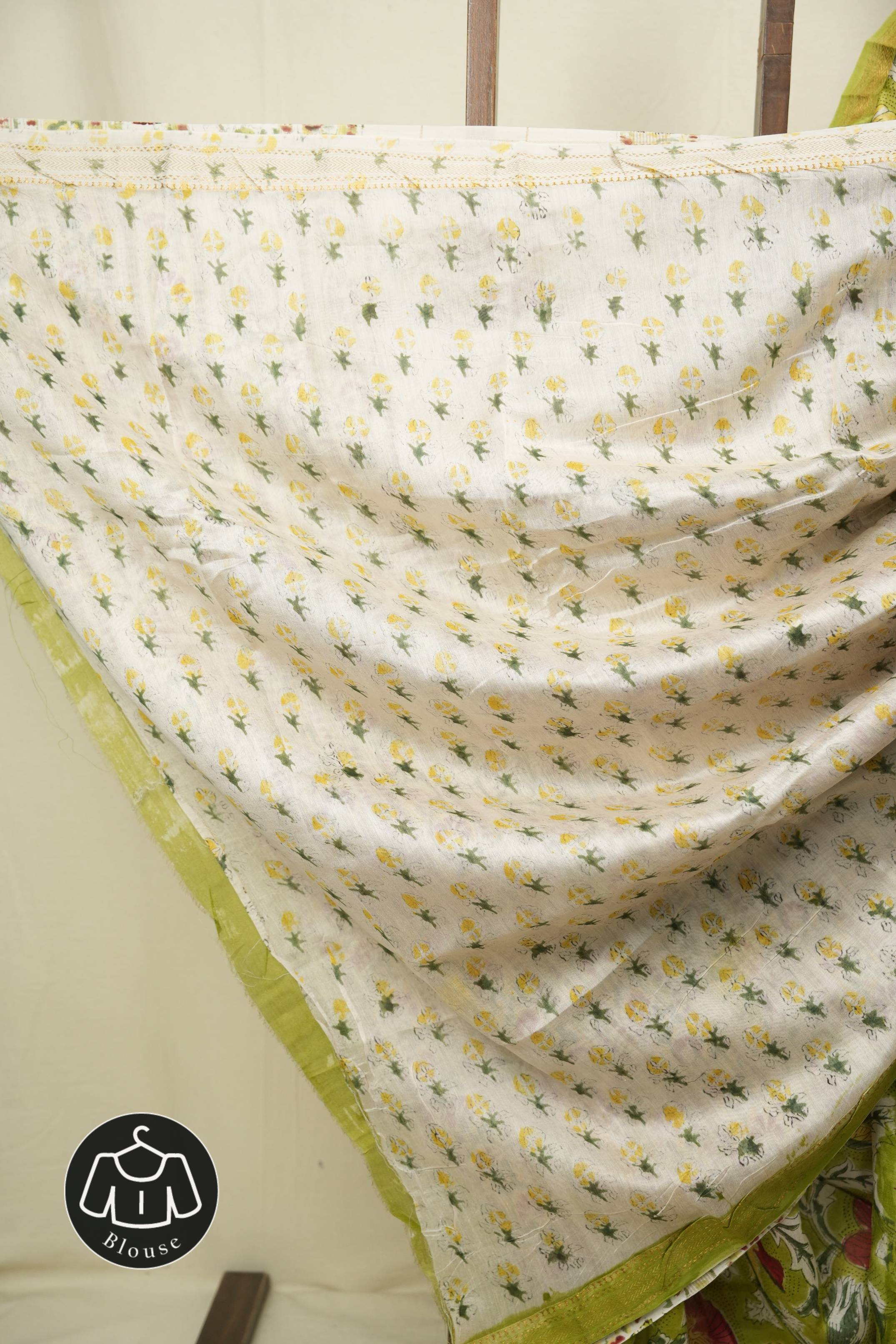 Light Green HBP Cotton Silk Saree With Maheshwari Border - SRGCSS1721