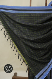 Black Cotton Ilkal Saree - SRBCIS925