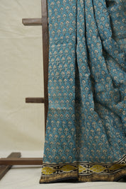 Aqua Blue HBP Cotton Silk Saree With Maheshwari Border - SRABCSS1525