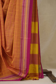Mustard Orange Cotton Ilkal Saree - SRMOCIS924
