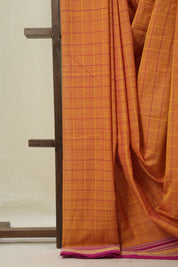 Mustard Orange Cotton Ilkal Saree - SRMOCIS924
