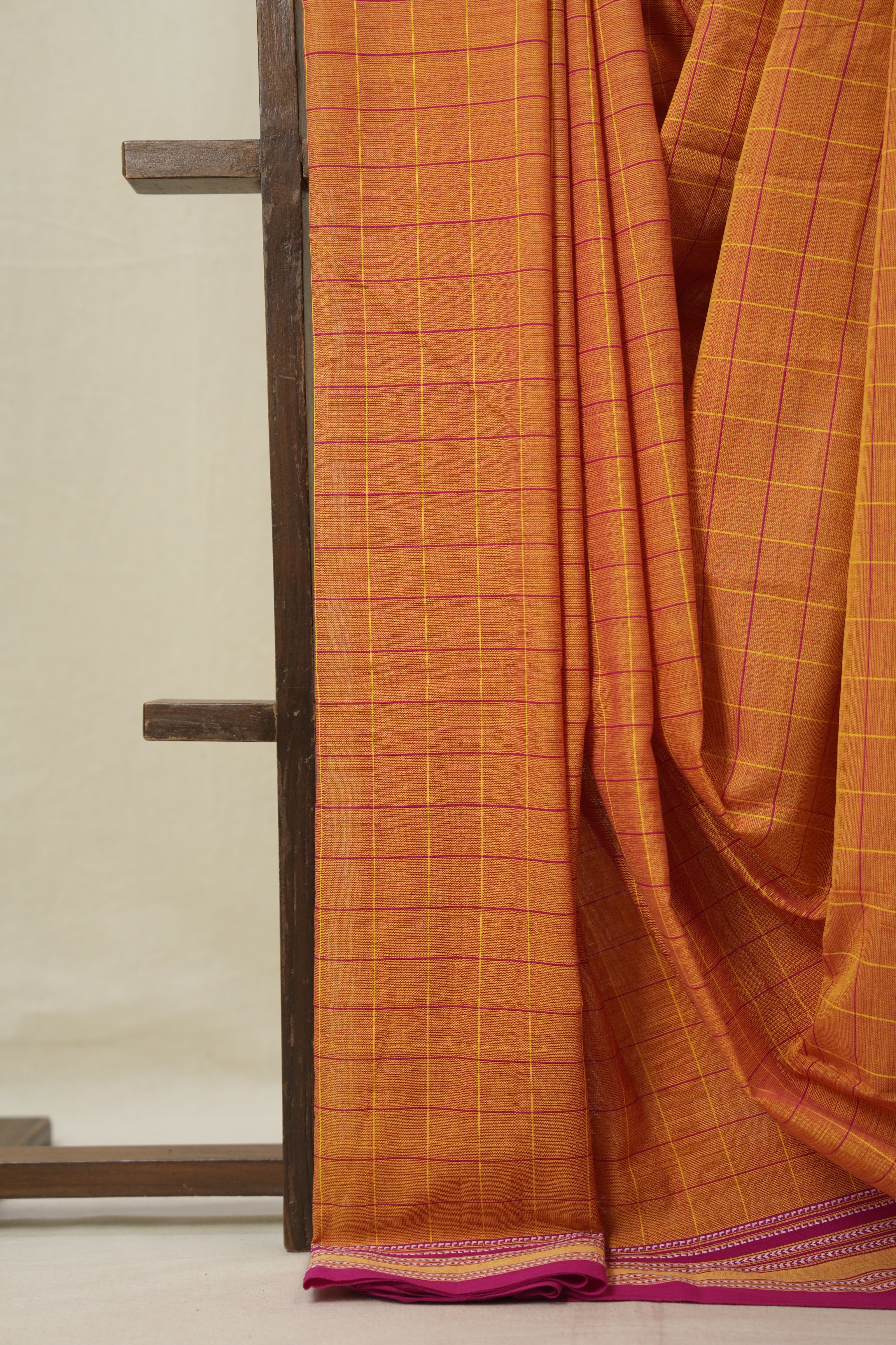 Mustard Orange Cotton Ilkal Saree - SRMOCIS924