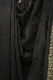 Black HBP Cotton Silk Saree With Maheshwari Border - SRBCSS1723
