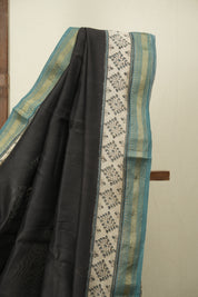 Black HBP Cotton Silk Saree With Maheshwari Border - SRBCSS1723