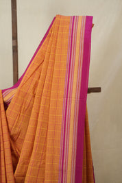 Mustard Orange Cotton Ilkal Saree - SRMOCIS924