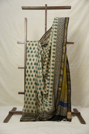 Cream HBP Cotton Silk Saree With Maheshwari Border - SRCCSS1524