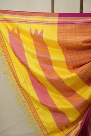 Mustard Orange Cotton Ilkal Saree - SRMOCIS924
