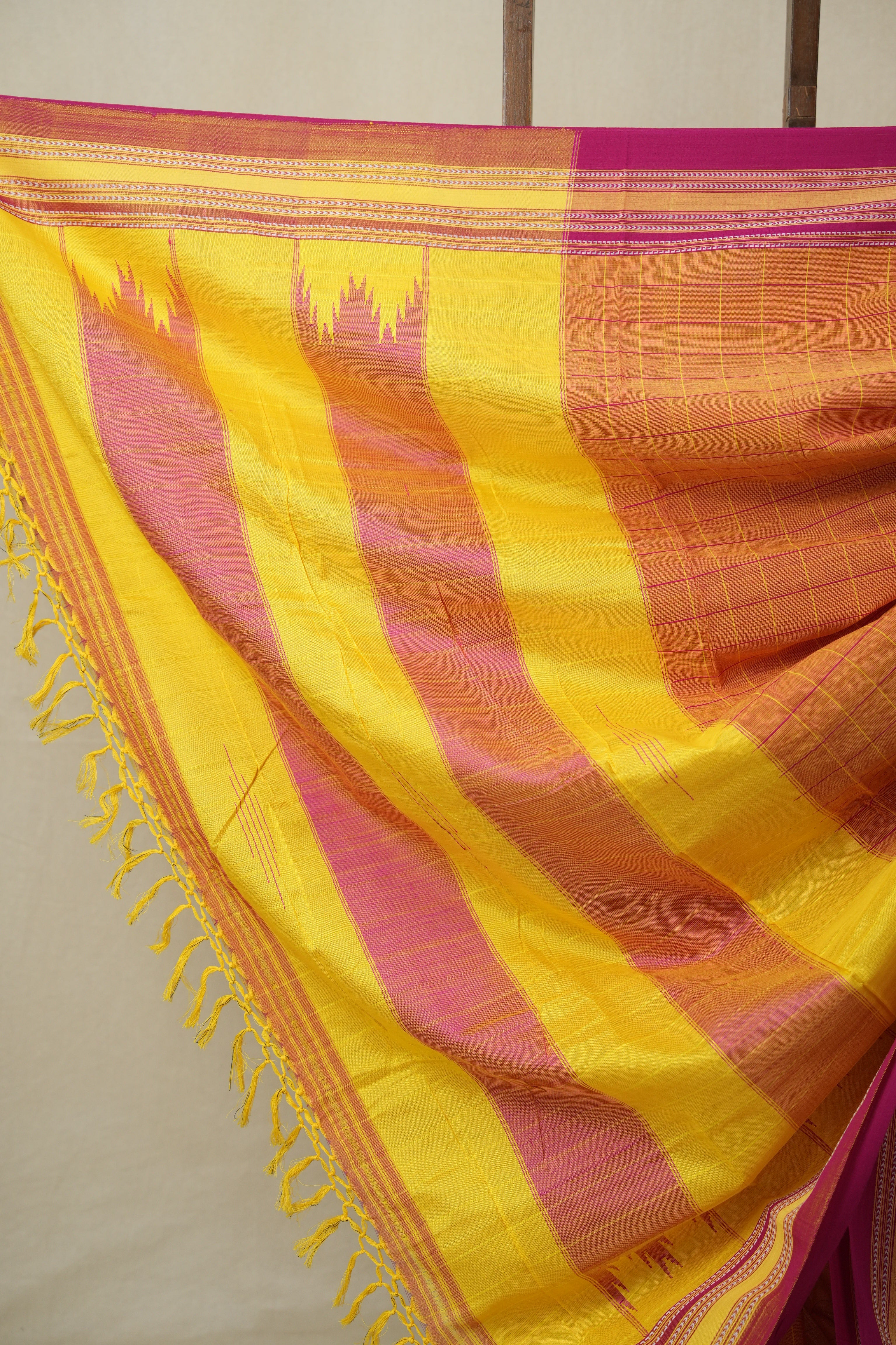 Mustard Orange Cotton Ilkal Saree - SRMOCIS924
