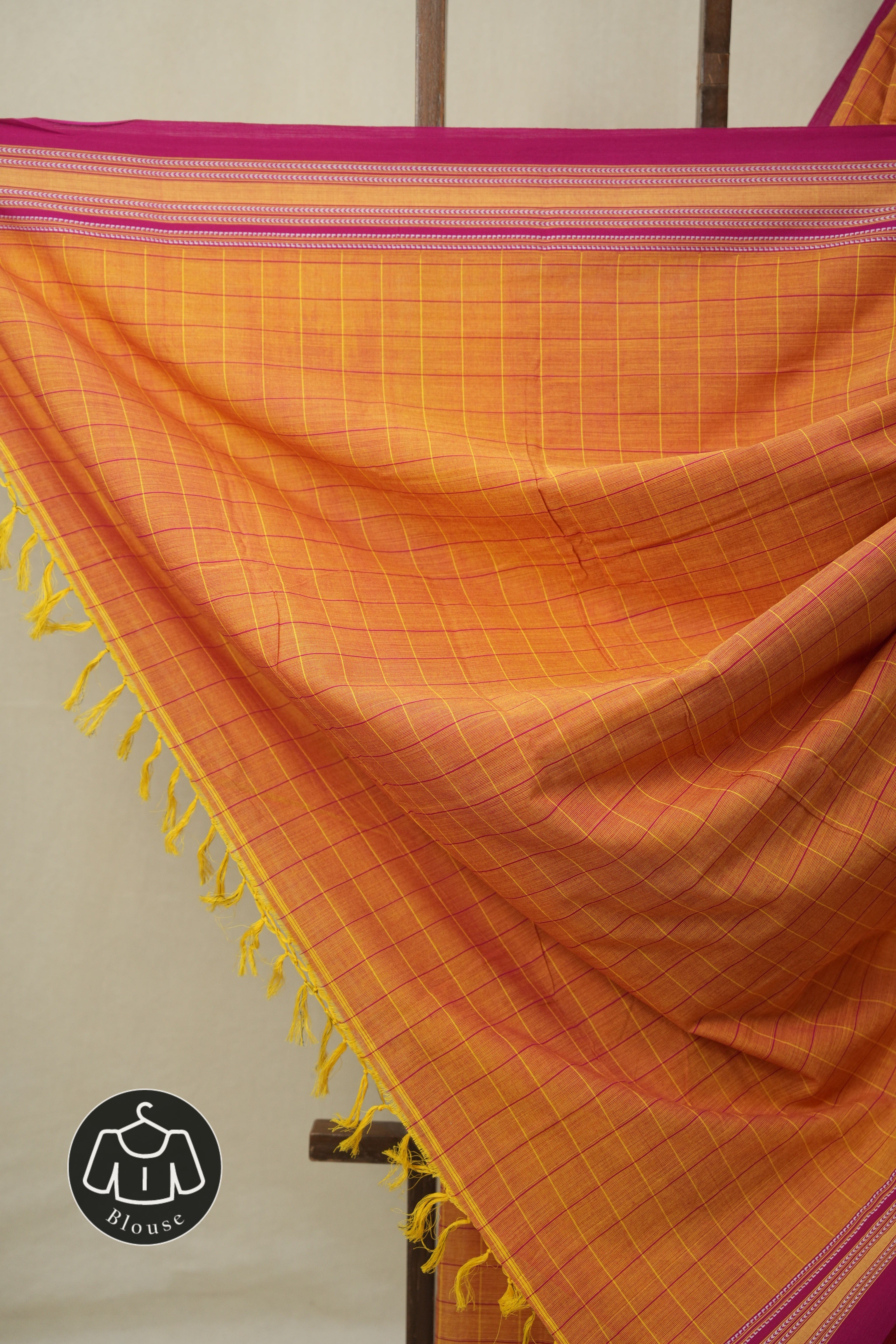 Mustard Orange Cotton Ilkal Saree - SRMOCIS924