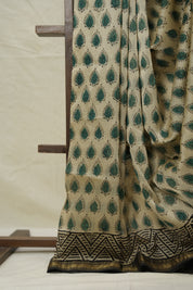Cream HBP Cotton Silk Saree With Maheshwari Border - SRCCSS1524