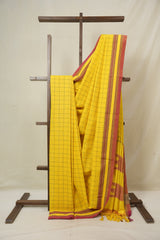 Turmeric Yellow Cotton Ilkal Saree - SRTYCIS923
