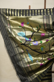 Black Gold Silk Paithani Saree - Saavari - SSBGSPS21