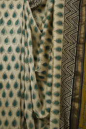 Cream HBP Cotton Silk Saree With Maheshwari Border - SRCCSS1524