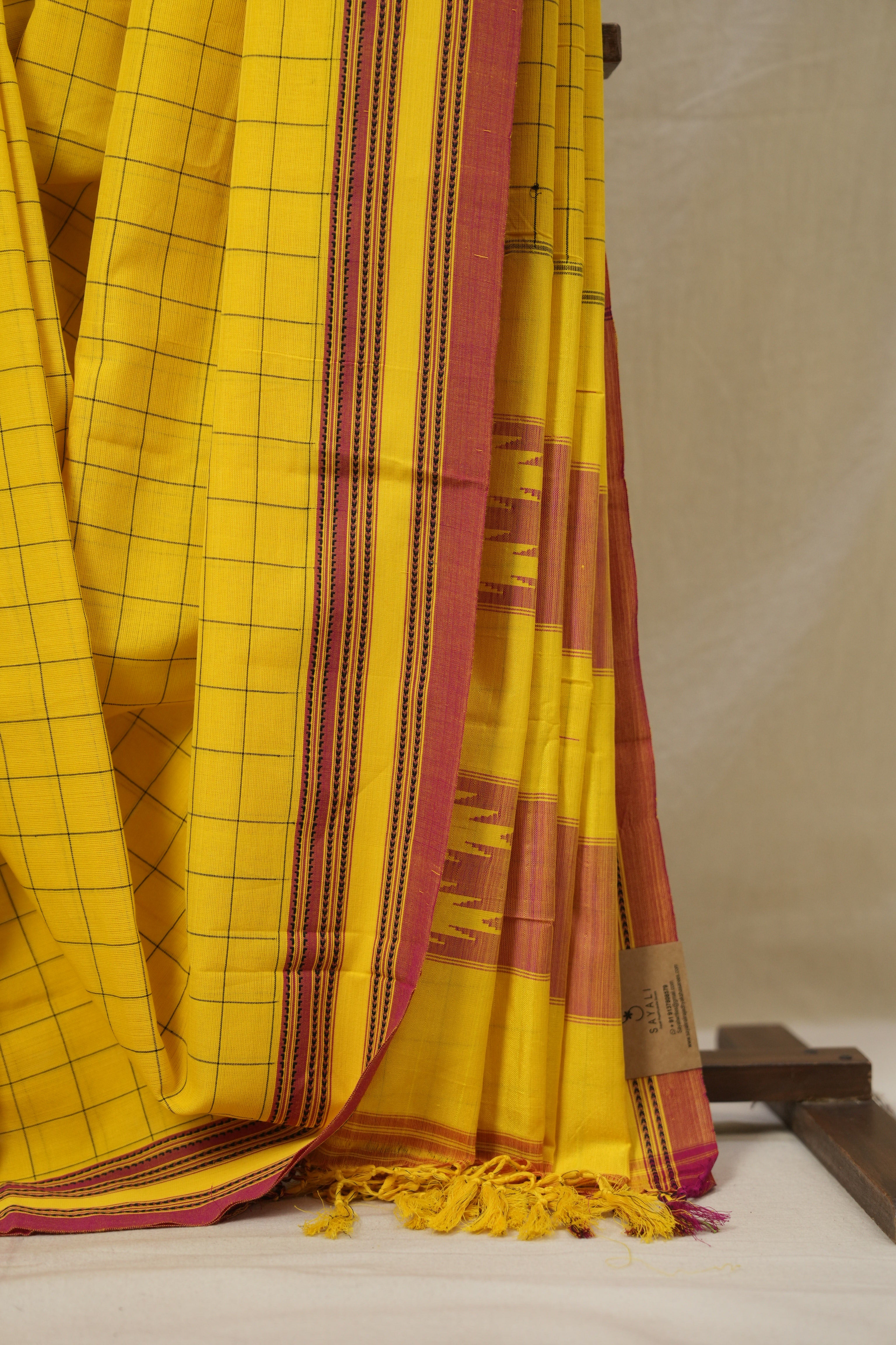 Turmeric Yellow Cotton Ilkal Saree - SRTYCIS923