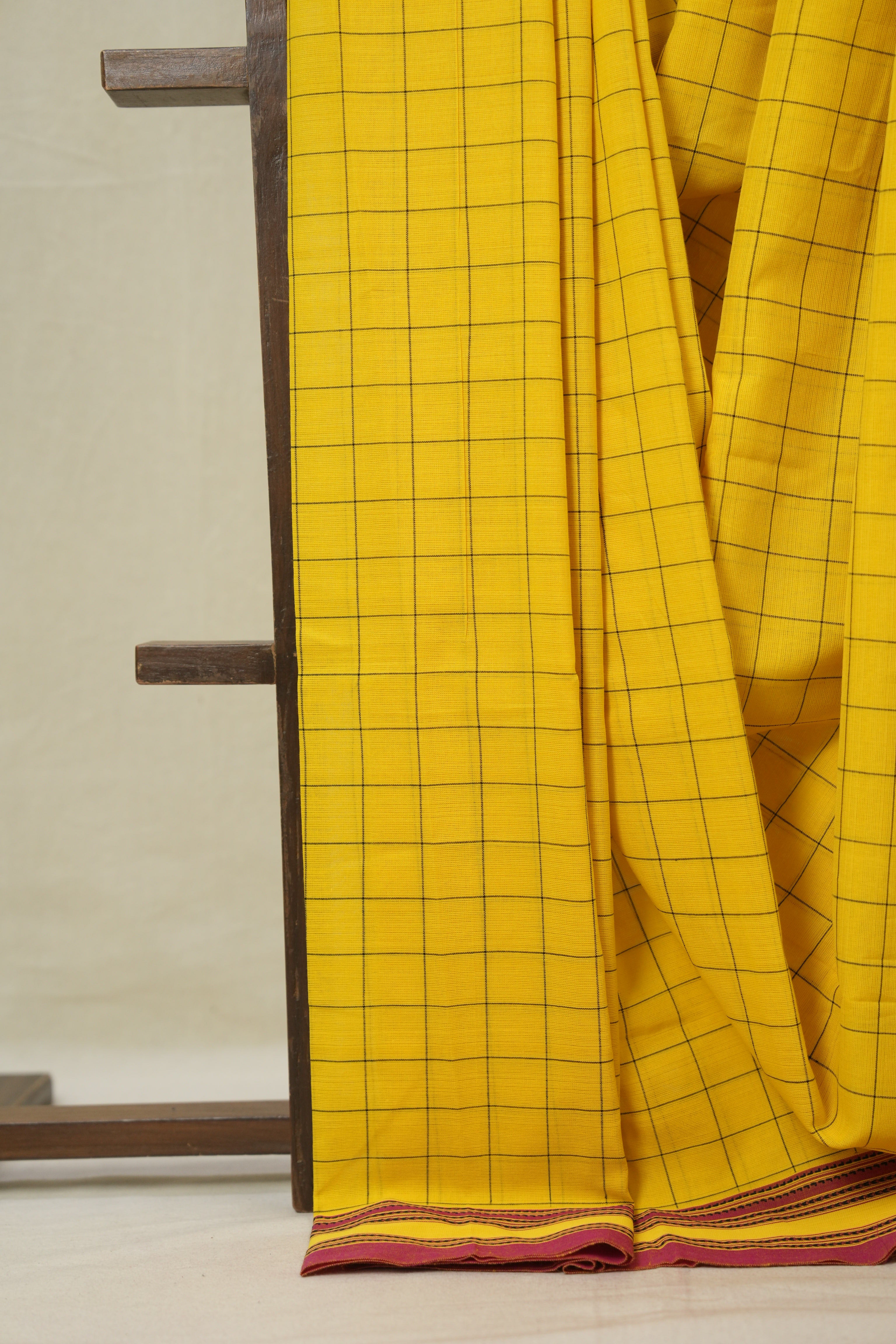 Turmeric Yellow Cotton Ilkal Saree - SRTYCIS923