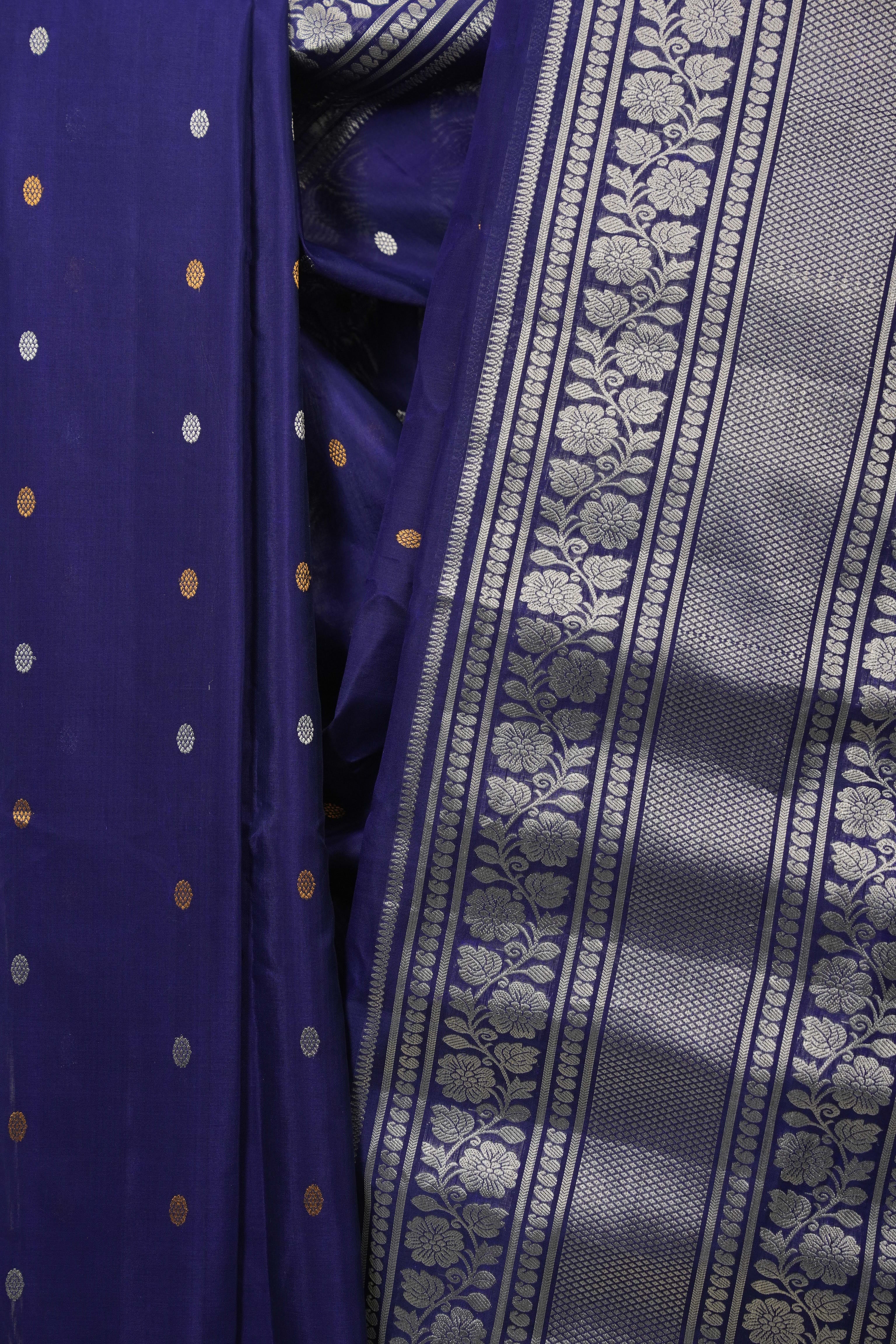 Navy Blue Gadwal Cotton Silk  Saree - SRNBGCSS196