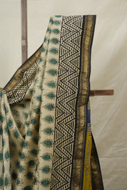 Cream HBP Cotton Silk Saree With Maheshwari Border - SRCCSS1524