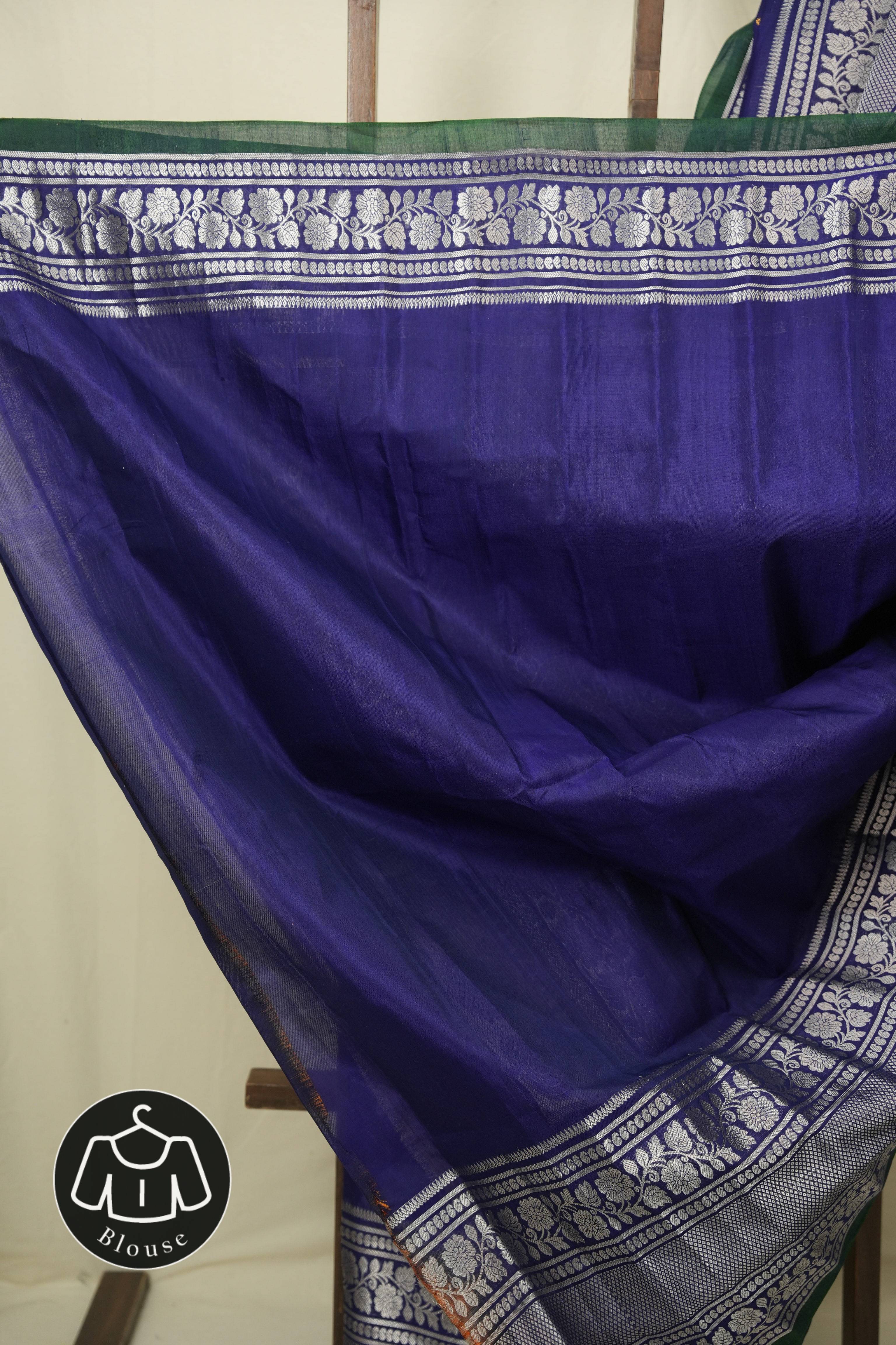 Navy Blue Gadwal Cotton Silk  Saree - SRNBGCSS196