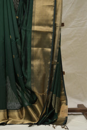 Bottle Green Maheshwari Saree - SRBGMS1043