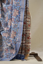 Blue HBP Cotton Silk Saree With Maheshwari Border - SRBCSS1330