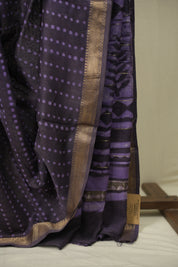 Purple HBP Cotton Silk Saree With Maheshwari Border - SRPCSS1725