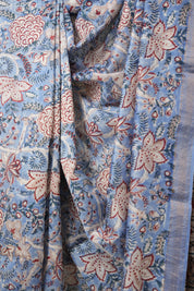 Blue HBP Cotton Silk Saree With Maheshwari Border - SRBCSS1330
