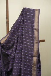Purple HBP Cotton Silk Saree With Maheshwari Border - SRPCSS1725