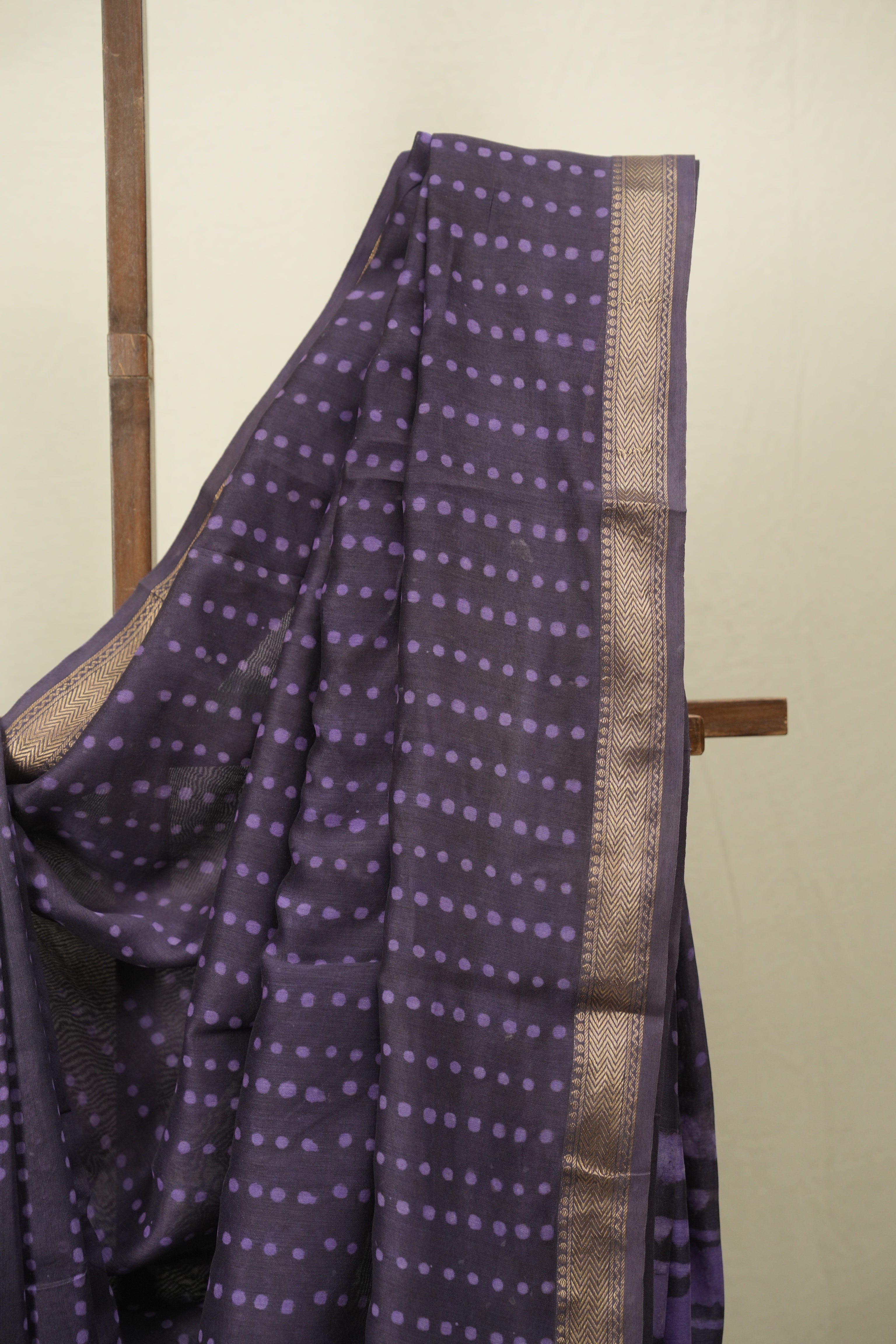 Purple HBP Cotton Silk Saree With Maheshwari Border - SRPCSS1725