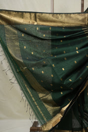 Bottle Green Maheshwari Saree - SRBGMS1043