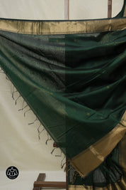Bottle Green Maheshwari Saree - SRBGMS1043