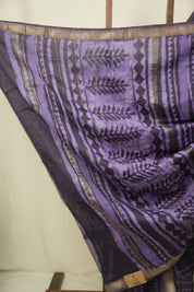 Purple HBP Cotton Silk Saree With Maheshwari Border - SRPCSS1725