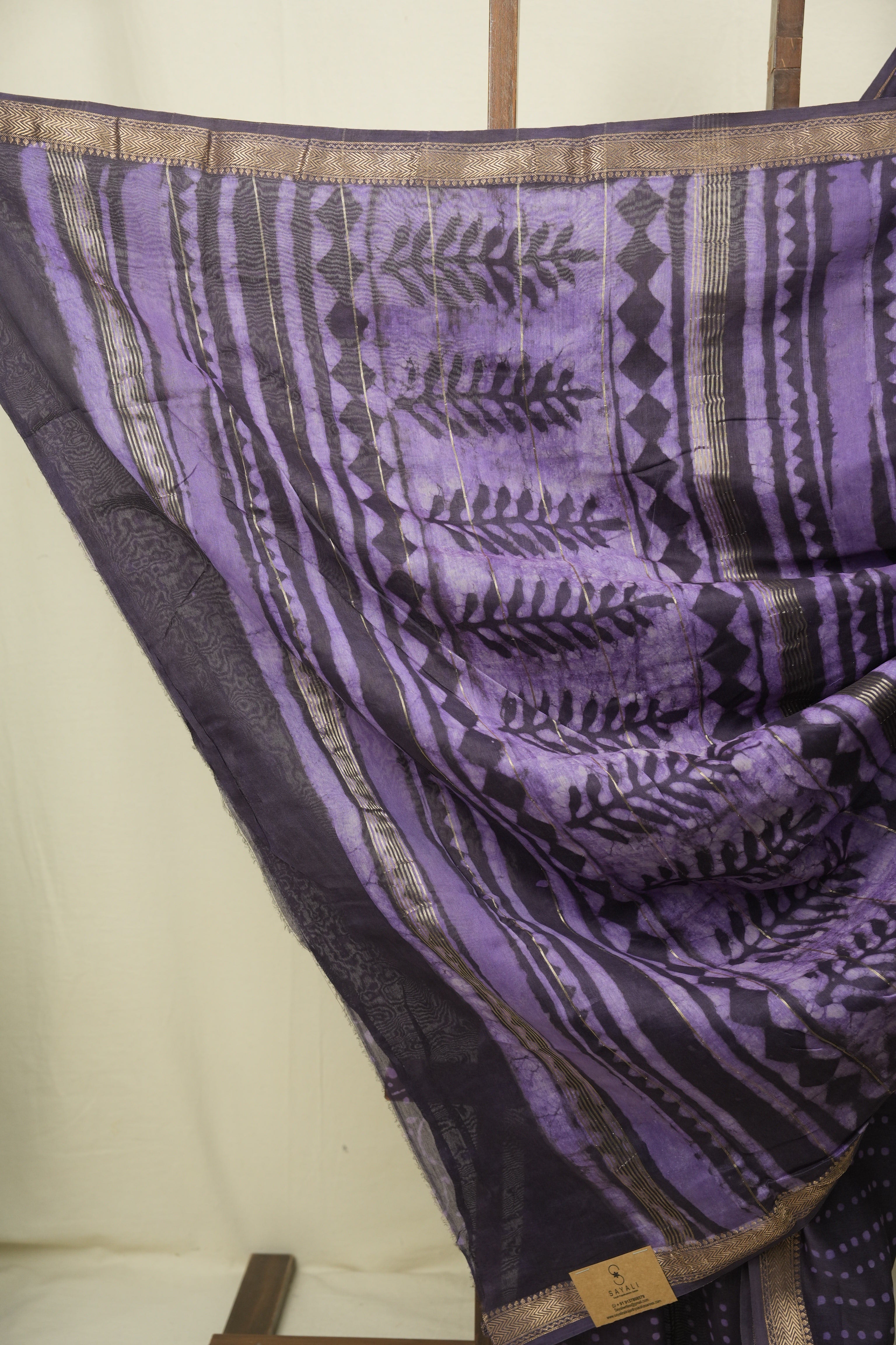 Purple HBP Cotton Silk Saree With Maheshwari Border - SRPCSS1725