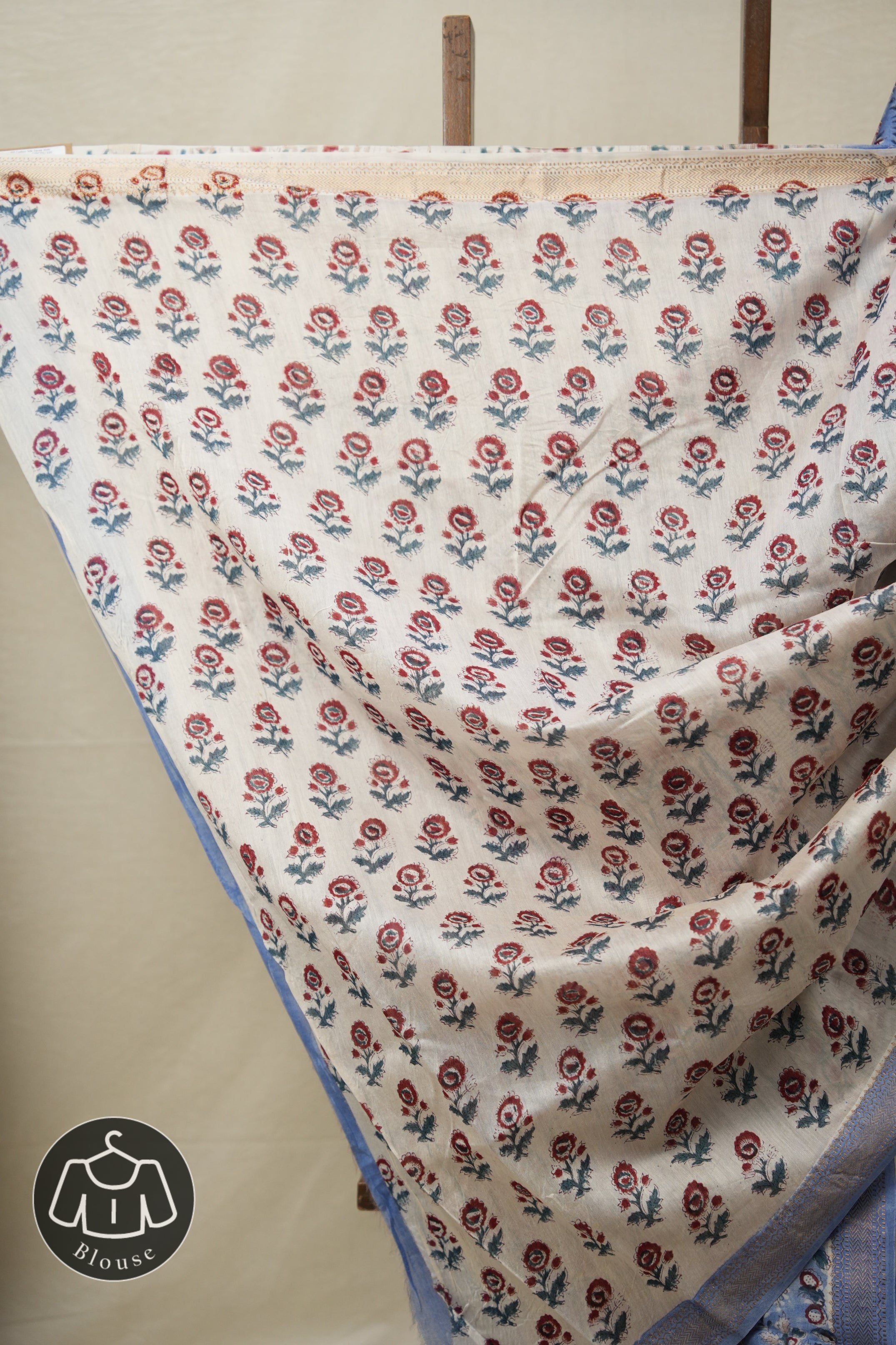 Blue HBP Cotton Silk Saree With Maheshwari Border - SRBCSS1330