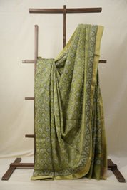 Mehandi Green HBP Cotton Silk Saree With Maheshwari Border - SRMGCSS1291