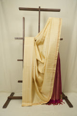 Cream Soft Silk Saree - SRCSSS459