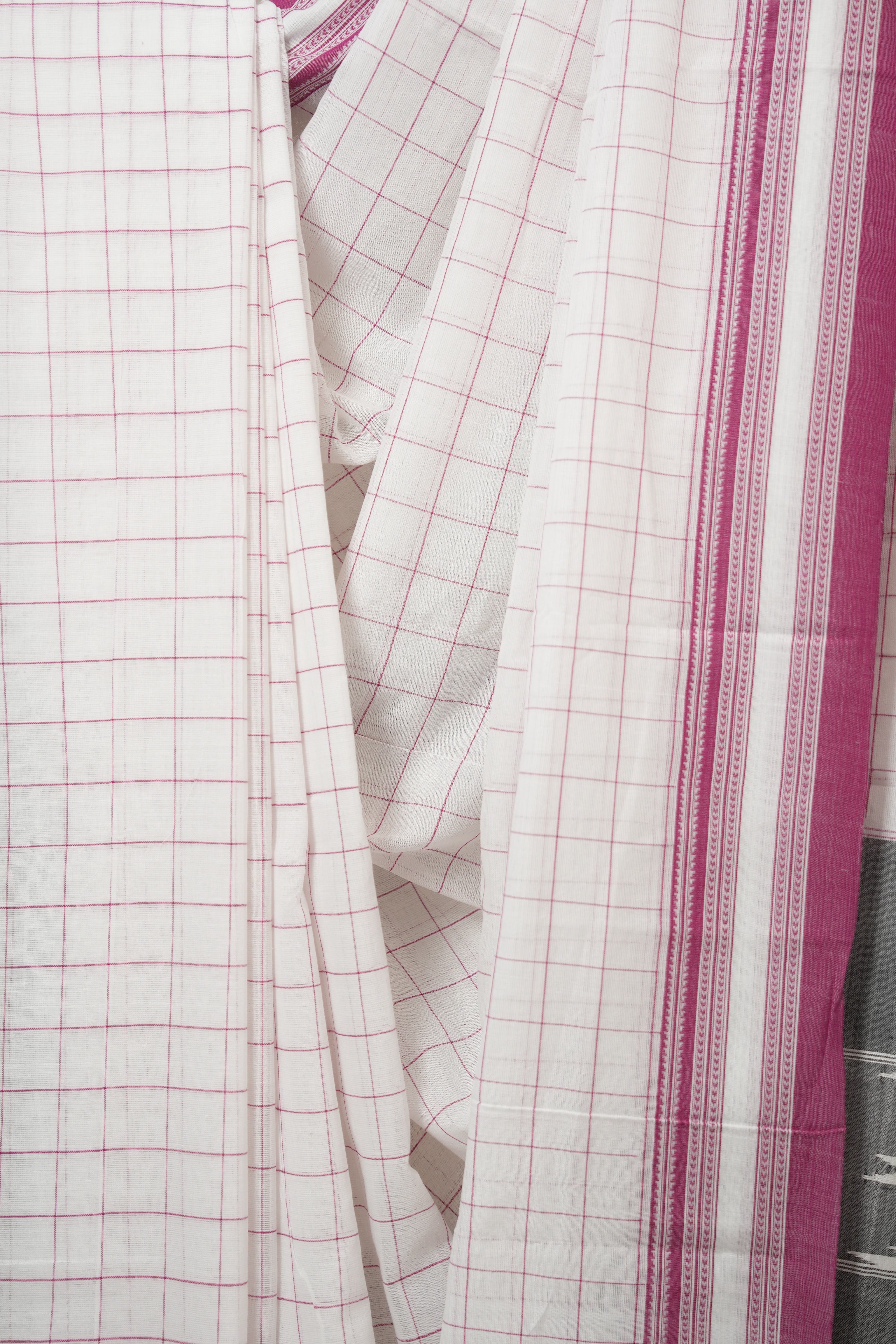 White Cotton Ilkal Saree - SRWCIS921
