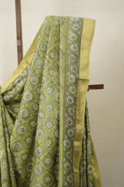 Mehandi Green HBP Cotton Silk Saree With Maheshwari Border - SRMGCSS1291