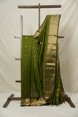 Moss Green Maheshwari Saree - SRMGMS1042